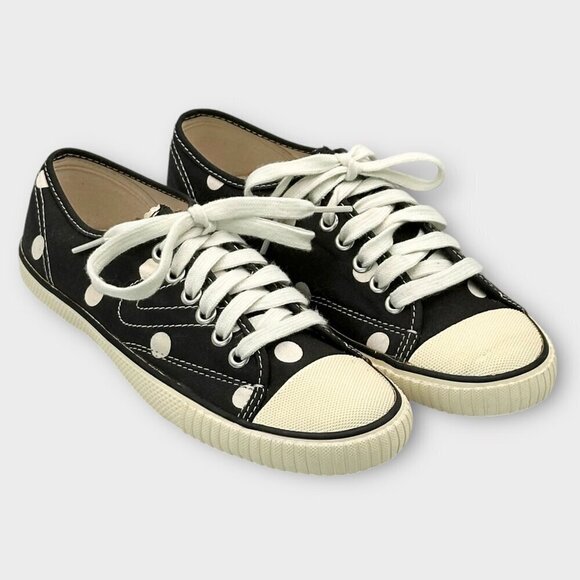 Tretorn Comme de Garcons Black and Cream Polka Dot Sneakers - Picture 1 of 9